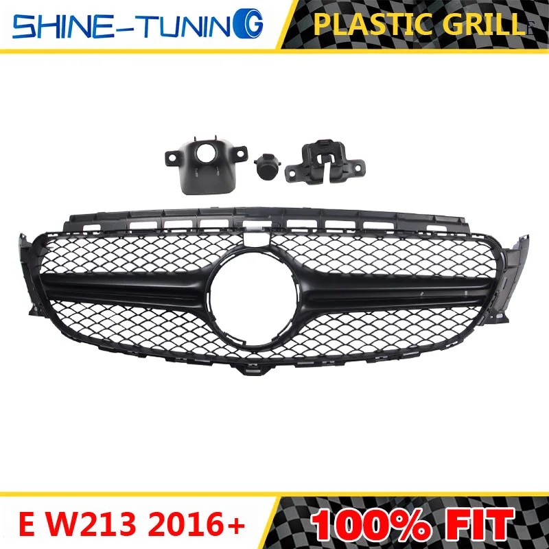 Передняя решетка подходит для E class W213 E63 amg grill E180 E200L E260 E300L-18 без эмблемы - Цвет: Black