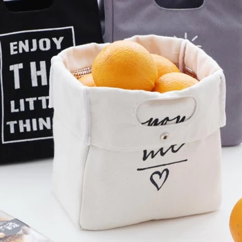

Canvas Lunch Boxes Insulation Bag Simple Letter Type Multi-purpose Large Capacity Cloth Bag Foods Organizer Picnic Bag