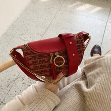 Зимняя шерстяная нагрудная сумка женские сумки через плечо для женщин на цепочке с широким ремешком сумки на плечо роскошные женские Сумки из искусственной кожи новые женские сумки