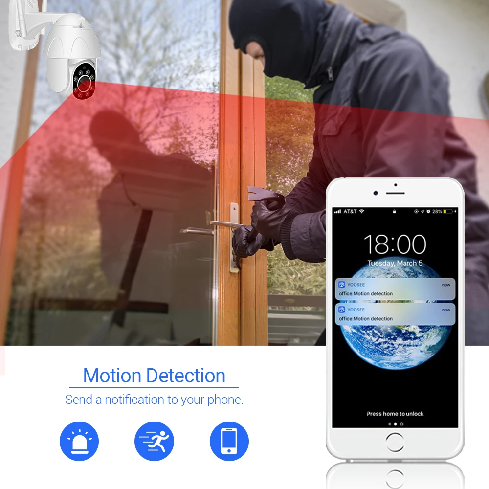 HD 1080P Yoosee Wi Fi камера 4 кратный цифровой зум Мини PTZ автоматическое отслеживание