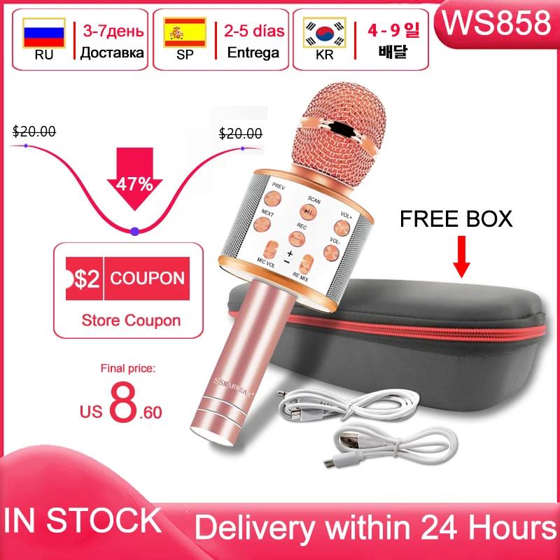 Ws858 Microphone Speaker-Player Singing Stock Bluetooth Karaoke Magic-Sound Wireless