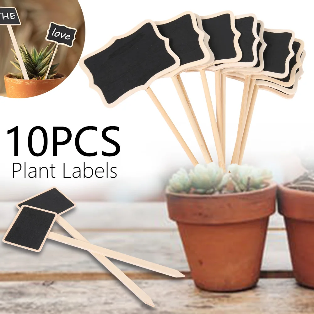 Minicabezal de madera para decoración de jardín, rotuladores para plantas y flores, herramientas de decoración, 10 Uds.