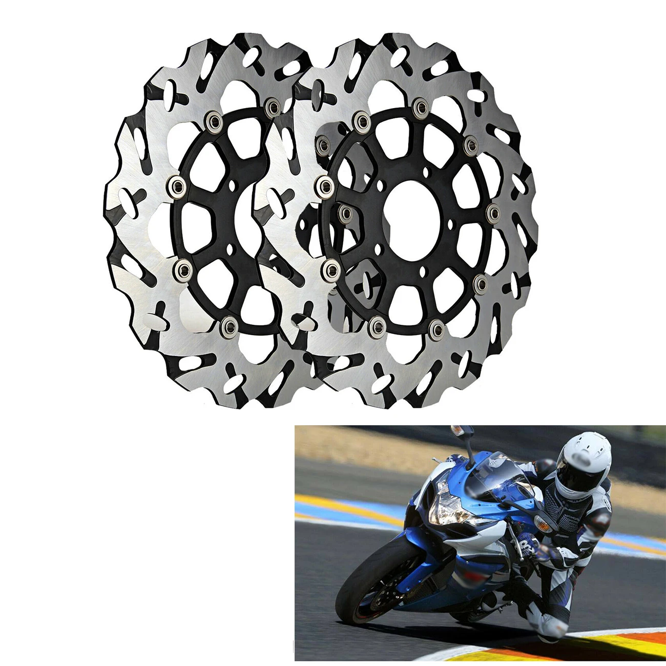 

2x Round Front Brake Discs For GSXR 600 GSX-R 750 K1 K2 K3 K4 K5 K6 Motorcycle Bicycle Bike Suzuki mtb disc brake