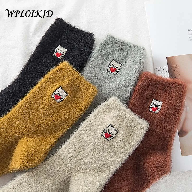 Зимние носки с вышивкой милой свиньи, мягкие теплые женские носки, японский Отдел колледжа, модные Веселые носки, подарки