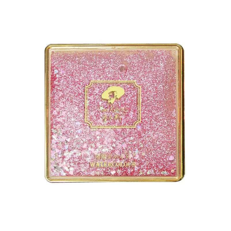 Акварель Рубенс сплошной яркий цвет отдел 12 золото/розовый/зеленый сверкающий песок коробка Твердые акварельные товары для рукоделия - Цвет: pink