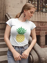 

Yeskuni Women Funny Tshirt Pineapple Print 90s Short Sleeve Ladies Clothes Europe Harajuku Female T-Shirt Oversize Streetwear