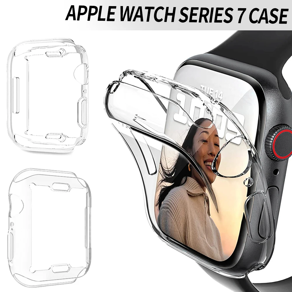Full Protective Case for Apple Watch Series 7 41mm45mm 654321 Soft Cover Bumper Screen Protector for iWatch Series 7 Accessories
