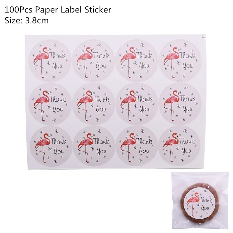 100P-stickerL07 100 шт 4 размера, прозрачные пластиковые пакеты для конфет, леденцов, печенья, упаковочный целофан, свадебные подарки на вечеринку - Цвет: 100P-stickerL07