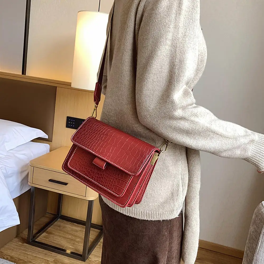 

Stone Pattern PU Leather Crossbody Bags For Women 2019 Small Shoulder Messenger Bag Female Travel Handbags and Purses