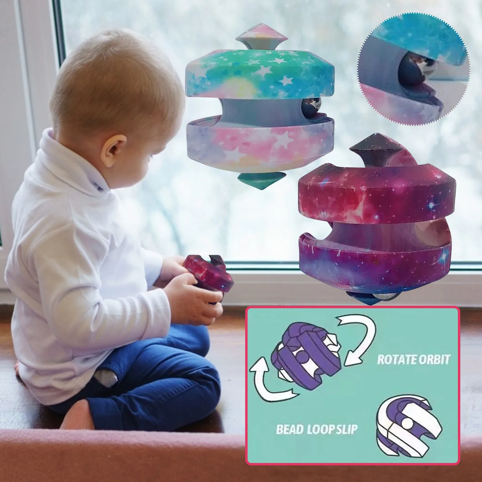 Fidget Toys Orbit Gyro Nger Creative Deformation Can Decompression Cub E Magic Beans Rotating Toy |