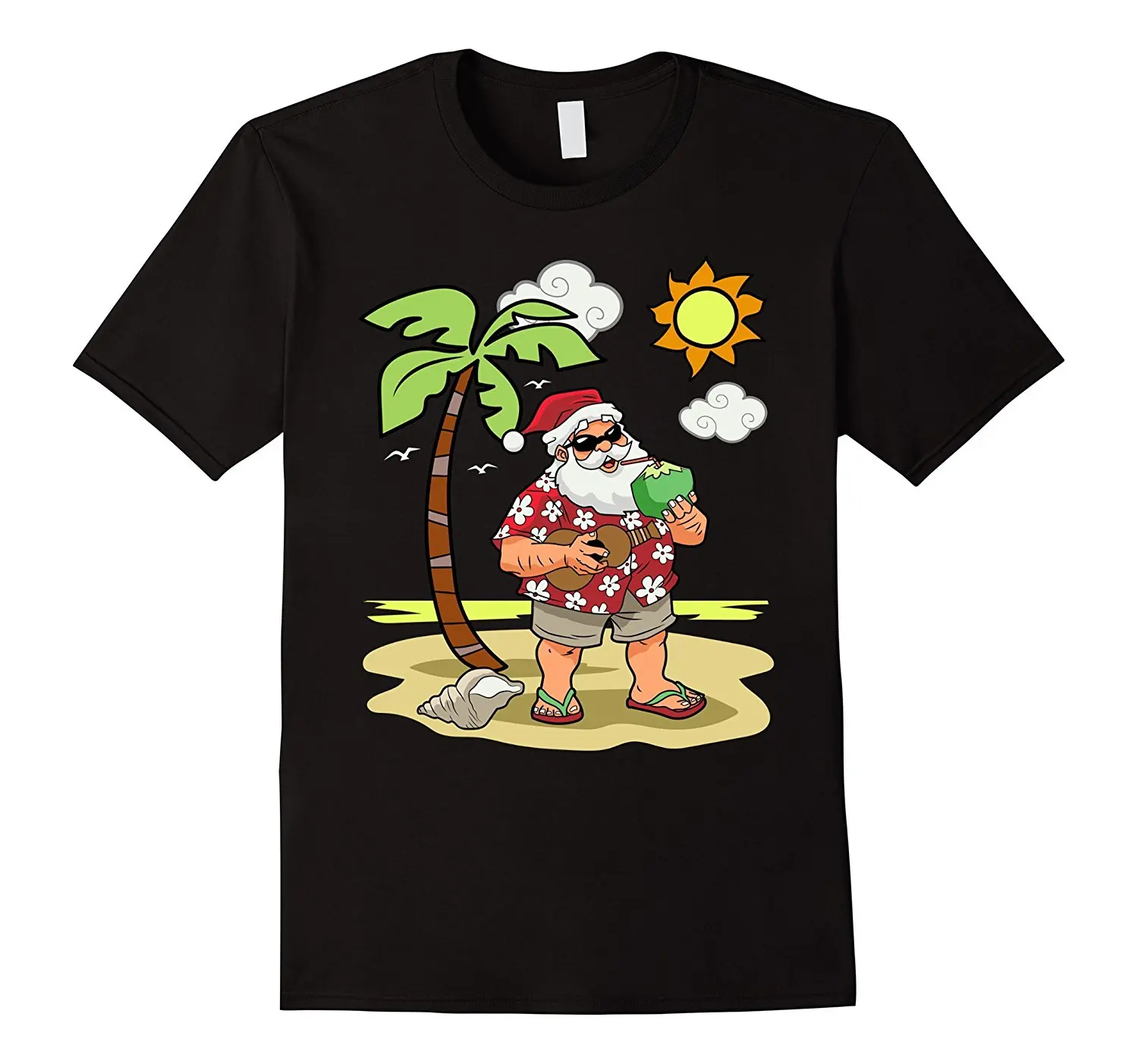 Гавайский Санта Клаус солнечный пляж каникулы Рождество футболка мужская Лучшая