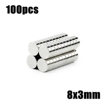 

100pcs 8x3mm Super Powerful Strong Bulk Small Round NdFeB Neodymium Disc Magnets Dia 8mm x 3mm N35 Rare Earth NdFeB Magnet