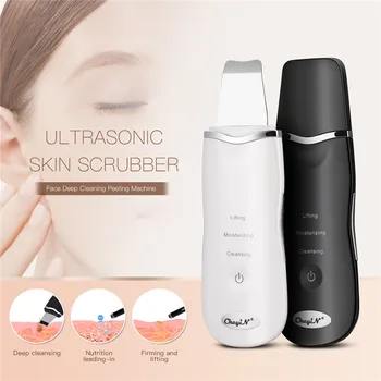 Professional Ultrasonic Facial Skin Scrubber Ion Deep Face Cleaning Peeling Rechargeable Skin Care Device Beauty Instrument Professional Ultrasonic Facial Skin Scrubber