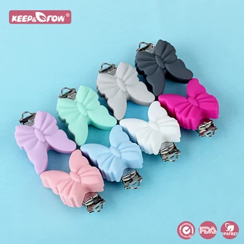 

Keep&Grow 10pcs Pacifier Clips Butterfly Baby Teethers Food Grade Silicone Beads Pacifier Chain Holder Nipple Clasps Toys