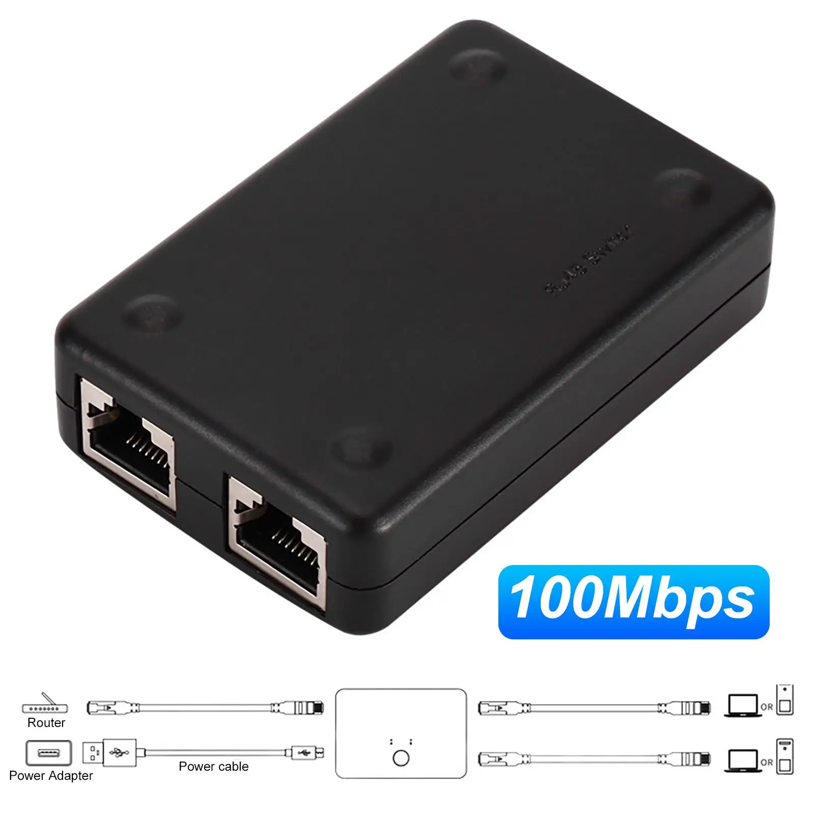 Мини-коммутатор Kebidumei с 2 портами AB ручной сетевой коммутатор в 1 Ethernet общим