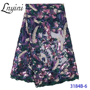 

Latest French Tulle Mesh Lace Fabric with Sequins High Quality African Sequins Lace Fabrics for Wedding Sequence Fabric L3184B