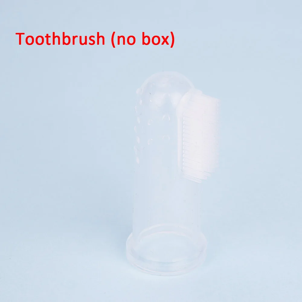Toothbrush (no box) Quaslover детская зубная щетка для пальцев для младенцев, Силиконовая зубная щетка для детей, Чистящая Щетка для детей, прозрачная Массажная щетка, контейнер, коробка - Цвет: Toothbrush (no box)