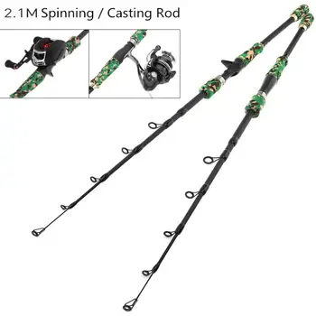 

2.1m Green Camouflage Color Carbon Fiber Lure Fishing Rod Spinning Casting 6 Section Telescopic Ultra Light Travel Fishing Pole