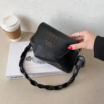 

Fashion Alligator Pattern Handbag Totes Women Retro Leather Irregular Shaped Woven Shoulder Underarm Purse Portable Travel Clutc