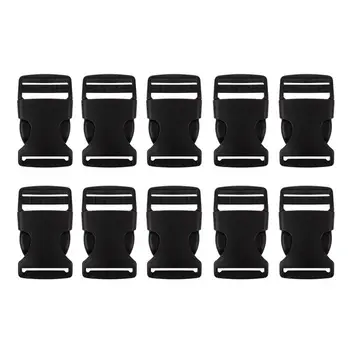 

10 Pcs 1" 2.5CM Width Plastic Safety Quick Release Buckles Black
