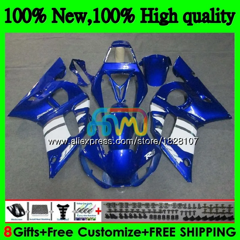 Body For YAMAHA YZF R6 R 6 600 YZF600 YZFR6 98 99 00 01 02 50BS.0 YZF-600 YZF-R6 1998 1999 2000 2001 2002 Fairing Factory blue