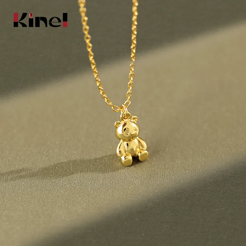 

Kinel 100% 925 Sterling Silver Little Bear Necklace Hot Sale Bear Charms Jewelry Making Silver 925 Necklace Women