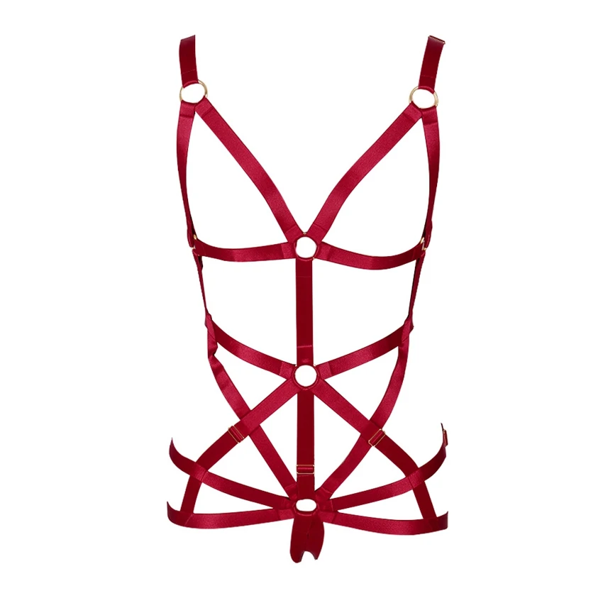 MLCN0010WINERED Полная нательная обвязка Нижнее белье Комплект Клетчатый Бюстгальтер черные топы из ремешков полый нагрудный ремень Готический короткий топ, бюстгальтер без косточек плюс размер фестивальный рейв - Цвет: MLCN0010WINERED