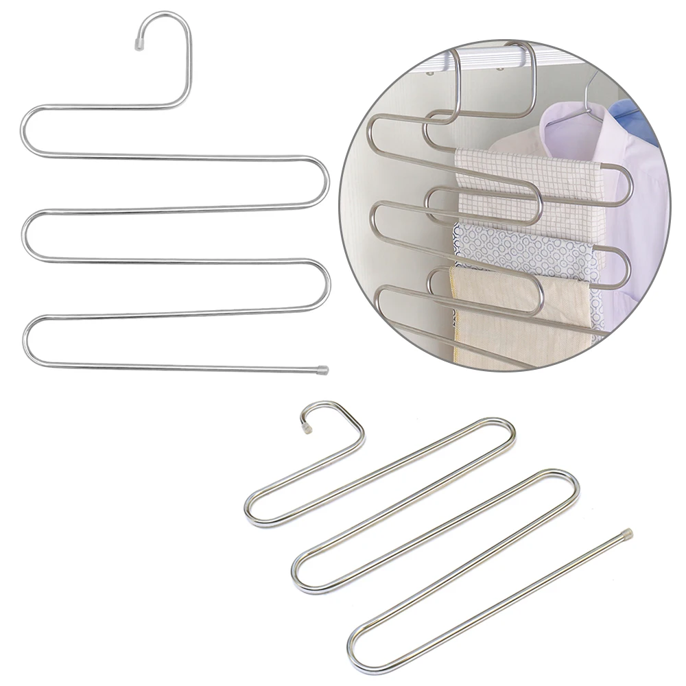 

Multi-Functional S-Type Trouser Rack Stainless Steel Multi-Layer Trouser Rack Traceless Adult Trouser Hanger Home Storage Tools