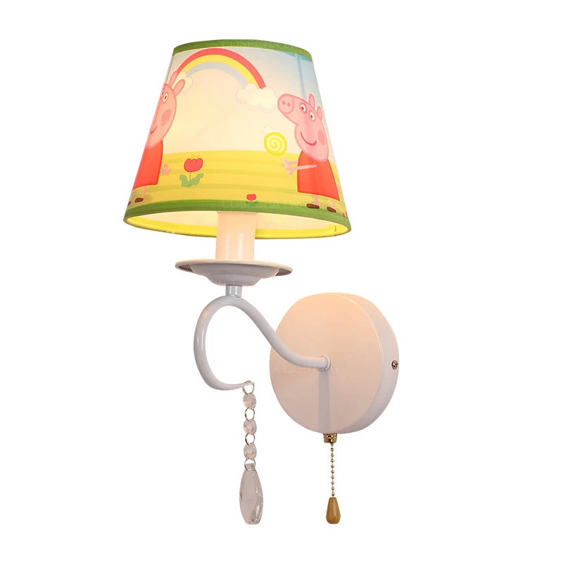 

kids room wall lamp with fabric shade pink/white/green/blue wall lights decorative art deco wall sconce for girls/childrens room