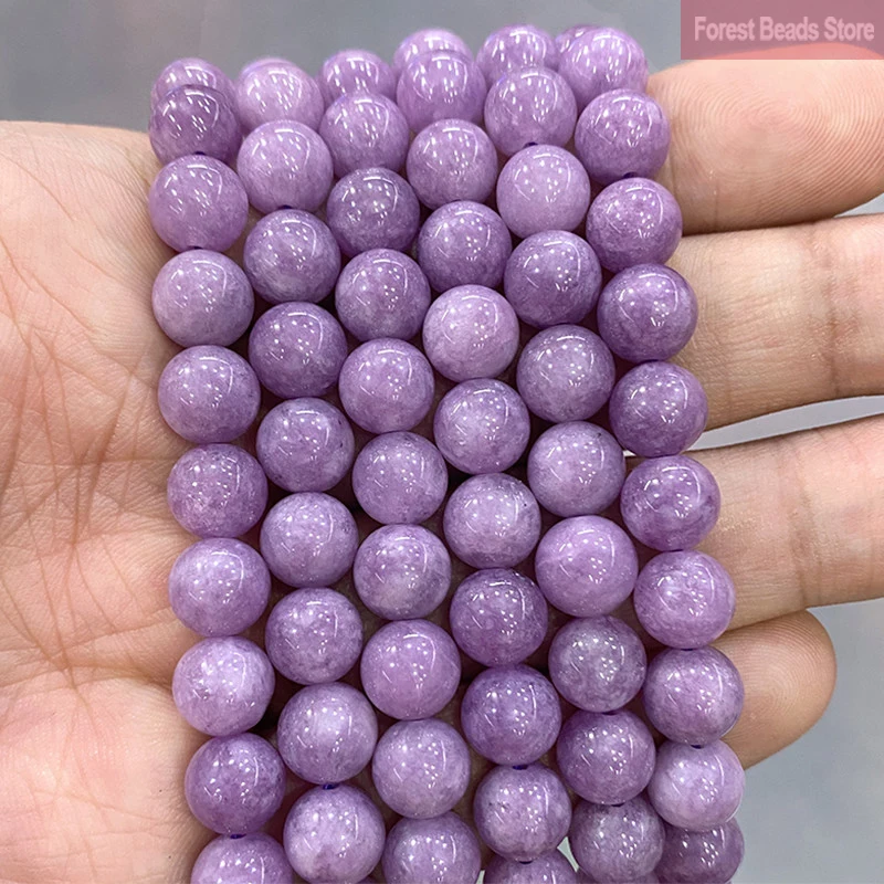 LightPurpleJaspersNaturalStoneChalcedonyRoundBeadsforJewelry