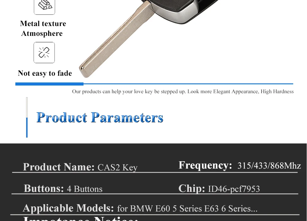Keyforkess CAS2 modificato vibrazione chiave a distanza 315/433/868MHZ Chip di ID46-PCF7953 per BMW 3 5 7 E38 E39 E46 M5 X3 X5 E65 4 pulsante Fob - Hed0219f36f1645219af0d5d345f2a3a5H
