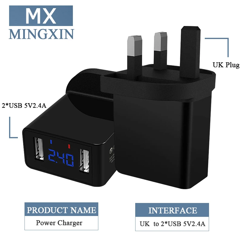 Штепсельная Вилка британского стандарта на два usb-интерфейса женское зарядное