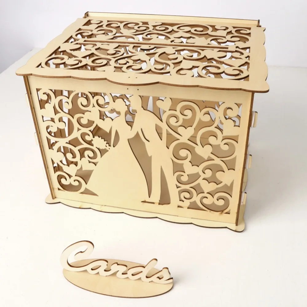Полый дизайн DIY коробка для приглашения на свадьбу с замком и карточным знаком подарочная карта держатель для свадьбы юбилейные праздничные украшения Qgnv