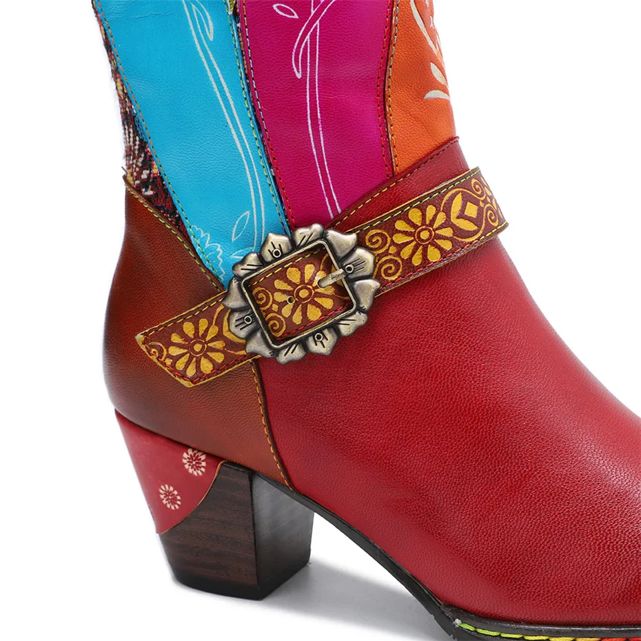 D Knight Luxury Boots Shoes Woman Retro Genuine Leather Casual Women's Knee High Boot Handmade Ethnic Female Western Cowboy Boot (13)