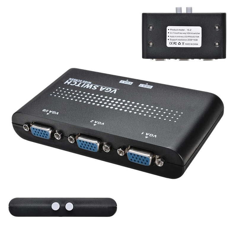 1 in 2 out 2 Port VGA Video Splitter Amplifier Sharing Box for LCD TV PC Monitor