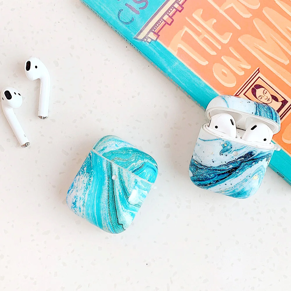 Синий Морской чехол для наушников Apple AirPods 2 1 3 Pro мраморный милый Airpod оболочка