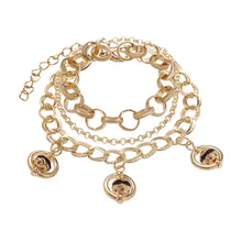 Американский, индивидуальное многослойное кольцо из сплава, цепочка для костюма, ручной орнамент, Женский металлический шар, кольцо, кулон, браслет