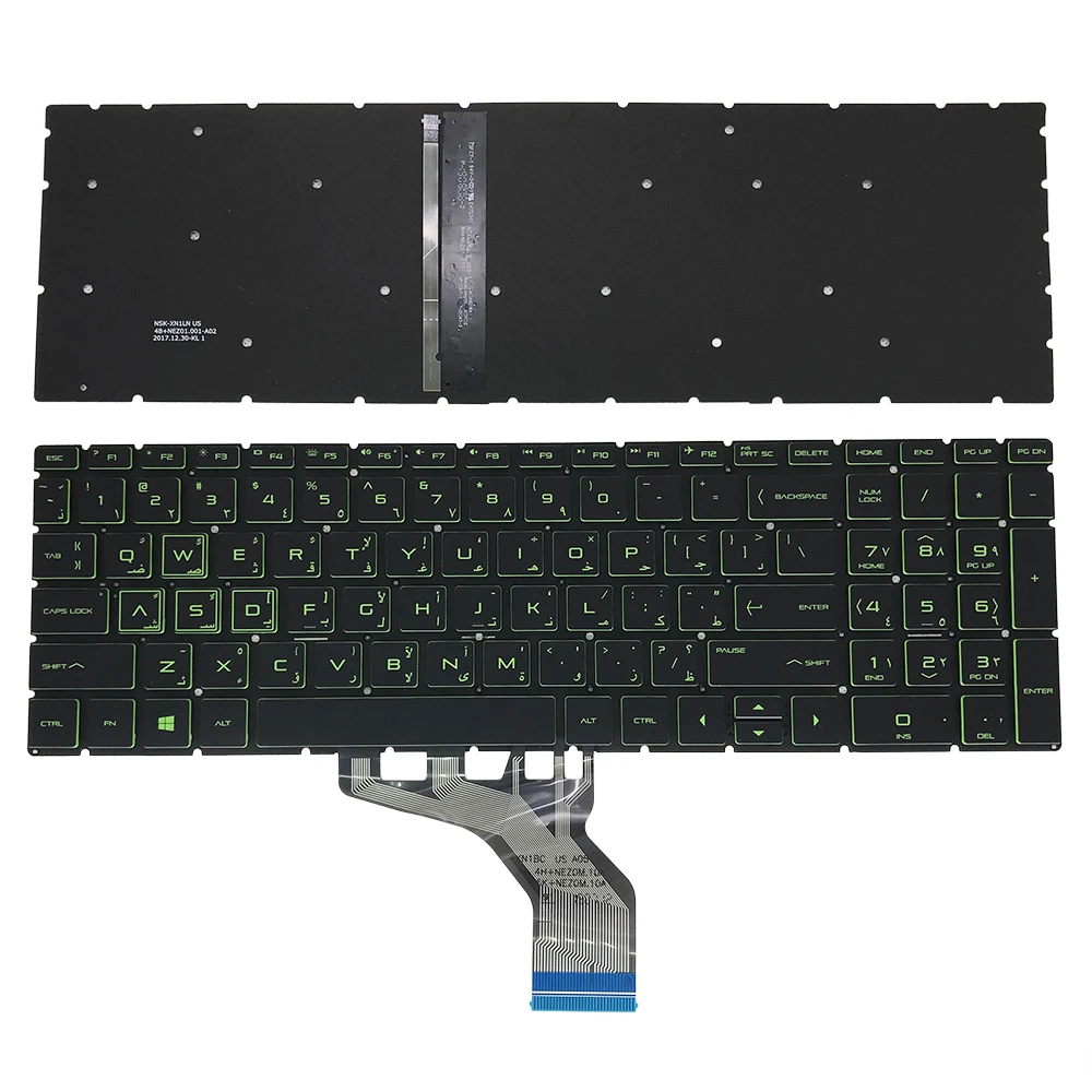 Ovy Backlight ar Árabe Backlit Teclado para hp Pavilion 15da 15-db 15-dx 15-dr 250 255 g7 15cn Substituição Teclados Teclas Verdes - Imagem 6