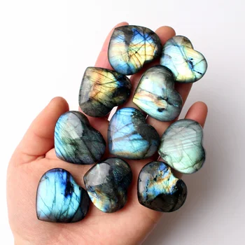 

1pc Natural Crystal Multicoloured Labradorite Stone Heart shape Pendant Cabochon Gift Reiki Healing