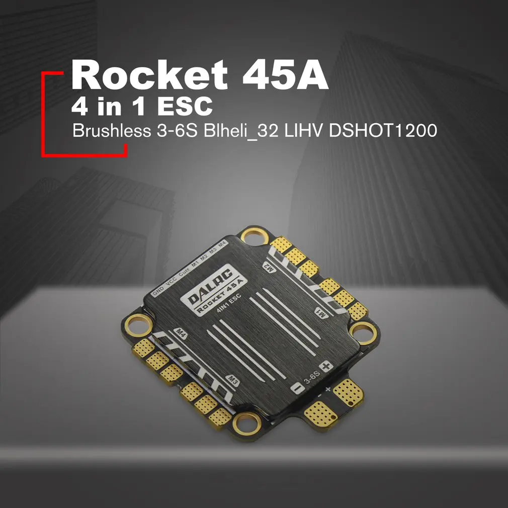 DALRC Rocket 45A 4 в 1 ESC Бесщеточный 3-6S Blheli_32 LIHV DSHOT1200 для DIY FPV гоночный Дрон, совместимый с F405 F722 FC