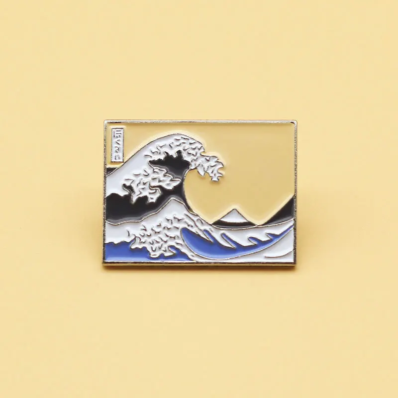 XM-funny Surfing Metal Badge Wave Art Brooch Japanese Simple Cartoon Pin Anime | Украшения и аксессуары