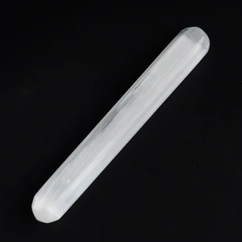 

15cm Natural Selenite Polished Wand Round/Point Reiki Chakra Quartz Crystal Healing (1PC)