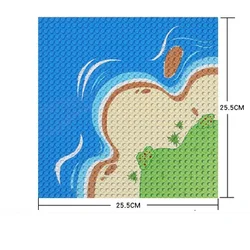 Particle Building Block Jungle Island Baseplate - Large Square Scene Modular Toy Floors (Island B)