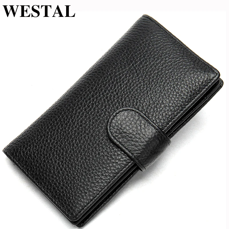 

WESTAL Male Wallet Purses Men's Genuine Leather Wallet Cardholder Dollar Portomonee Slim Wallets Driver License Holder 8593
