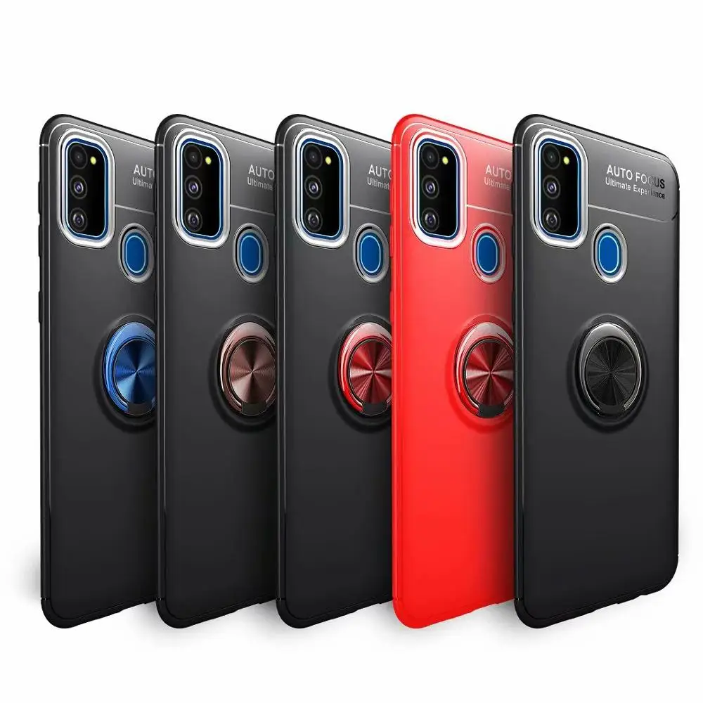 

Soft Cover with Metal Ring Full Protection Carbon Fiber TPU Silicone Phone For Samsung A10 A30 A40 A50 A70 A20S A70S M30S Case