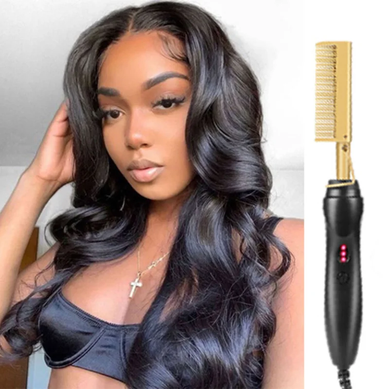 Hot Heating Comb Hair Straightener Iron Straight brush Curling Curler US/EU/UK Pulg Flat Irons Straightening | Шиньоны и парики