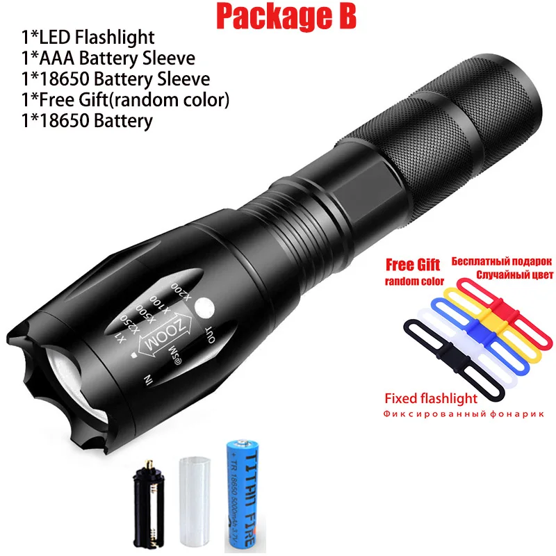 Package B T20 Q250 светодиодный светильник-вспышка, ультра яркий T6/L2/V6 фонарь, масштабируемый, 5 режимов, TL360, водонепроницаемый, устойчивый, ручной светильник, велосипедный светильник, лампа - Испускаемый цвет: Package B