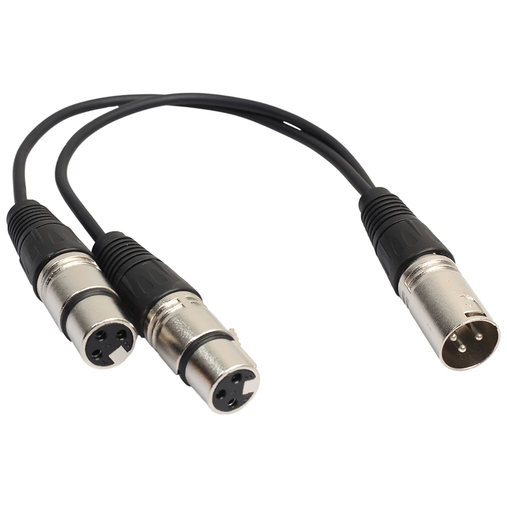 3Pin XLR Male to Dual XLR Female Cable Audio Patch Y Cable Cords, XLR Y-Adapter