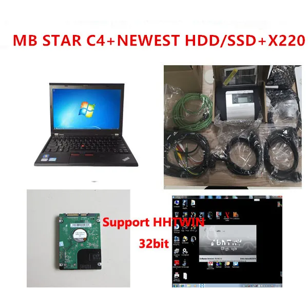 Самая низкая цена A++ Mb Star C4+ V2019 12 hhtwin 32 бит SSD/HDD программное обеспечение+ ноутбук X220 I5 8 Гб идеальная скорость для benz автомобильные грузовики инструмент