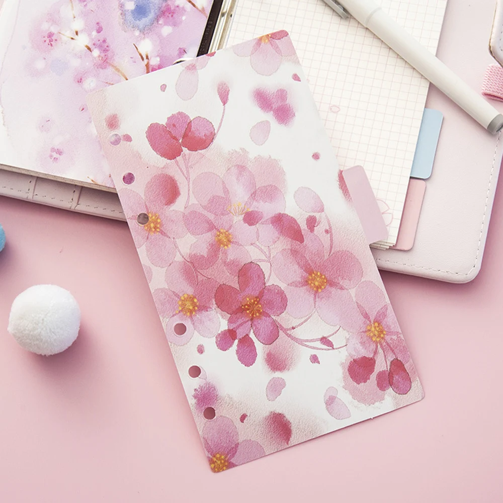 

Pink Cherry blossoms Series A5 A6 Spiral Notebook Loose Leaf Separator Pages Notebook Refill Notebook Paper Inside Pages